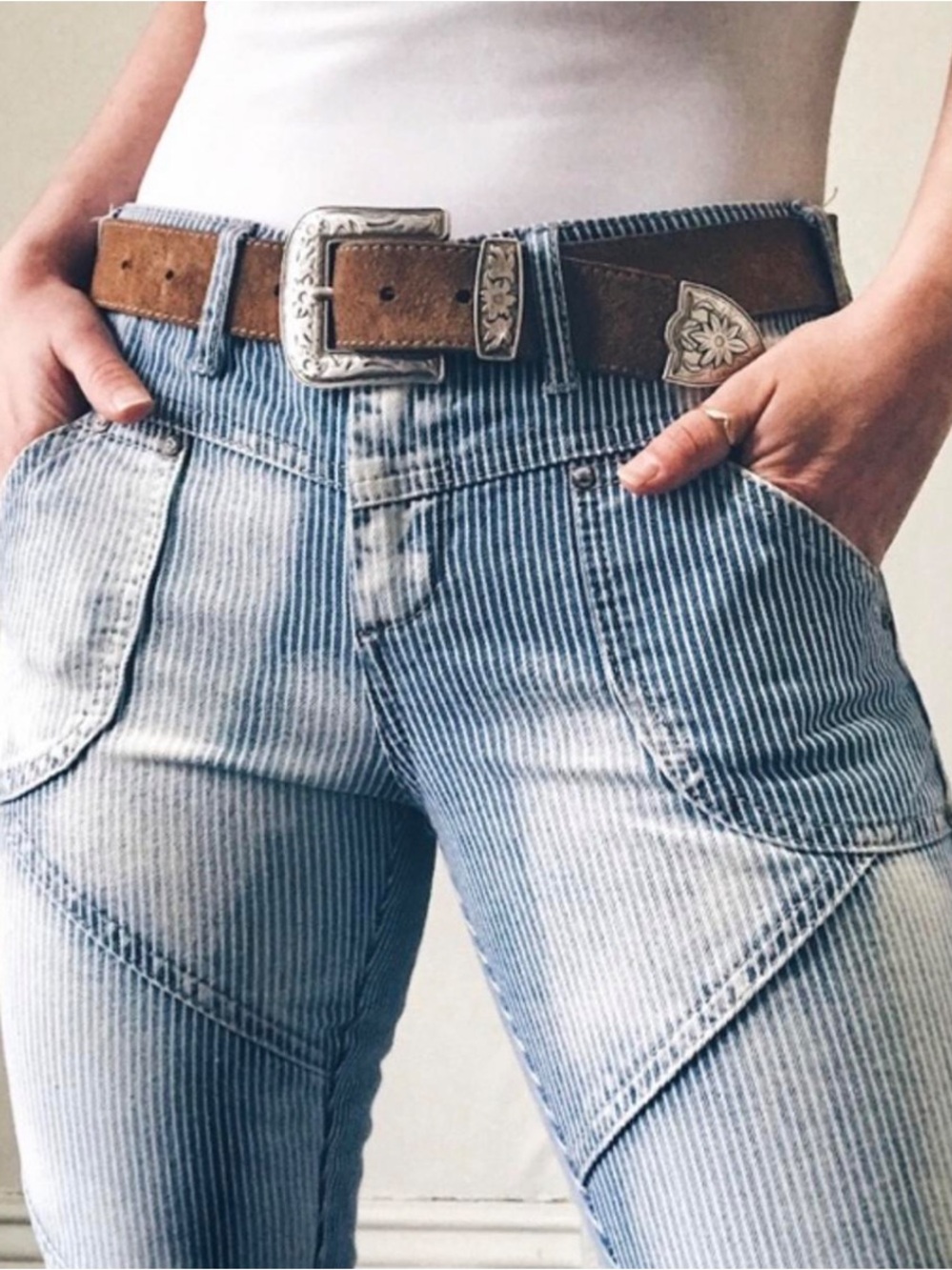 311. FREE PEOPLE SLIM FIT STRIPED SKINNY JEAN